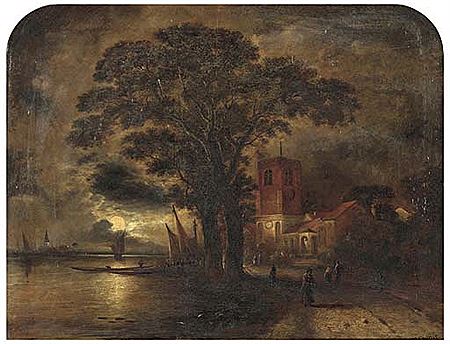 Chelsea Old Church at moonlight