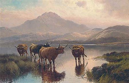 Highland cattle, Loch Ness by Henry Robinson Hall - Auction record, sale price, and art valuation. Compare with similar artists and explore comparable artworks.