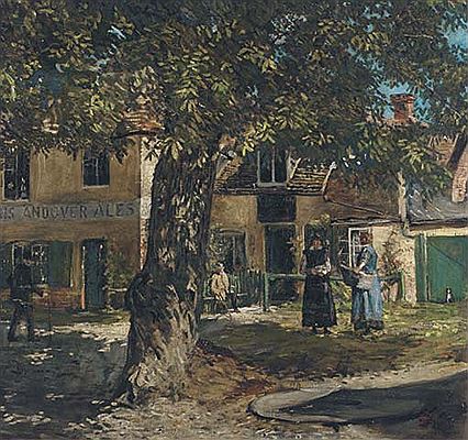 Figures before a tavern, Andover