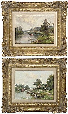 A Gypsy encampment; Boats on a river (2) by Maurice Levis - Auction record, sale price, and art valuation. Compare with similar artists and explore comparable artworks.