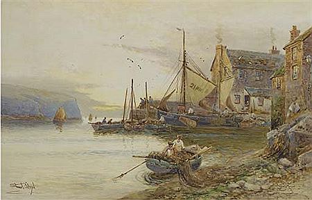 Fishing boats in the harbour at Polperro by Walter Stuart Lloyd - Auction record, sale price, and art valuation. Compare with similar artists and explore comparable artworks.