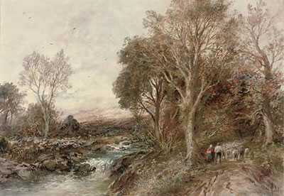 Herding the flock beside a river in spate