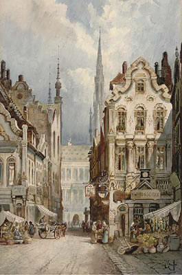 Market stalls, Brussels by Charles James Keats - Auction record, sale price, and art valuation. Compare with similar artists and explore comparable artworks.