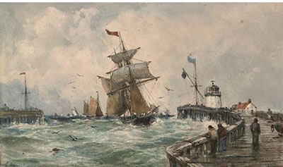 Sample artwork by Richard Malcolm Lloyd (1855 - 1945), known for marine and coastal landscape painting - View similar artists and auction records