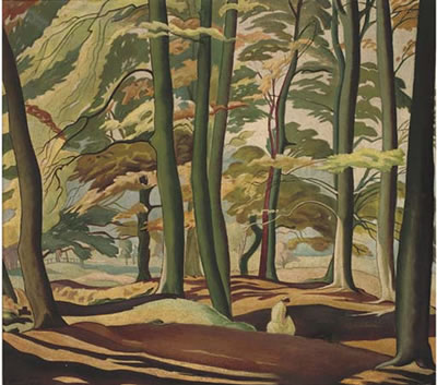 Lady seated in a woodland