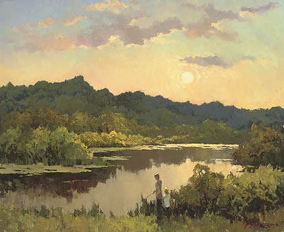 An evening's fishing by Victor Dovbenko - Auction record, sale price, and art valuation. Compare with similar artists and explore comparable artworks.