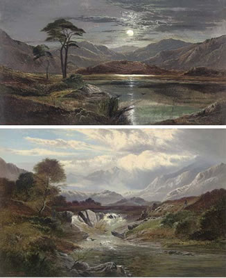 Loch Lubnaig by moonlight, Perthshire; and A showery day on the Colwyn, North Wales