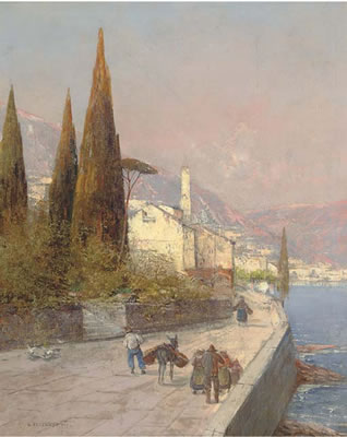 The road to market, an Italian town
