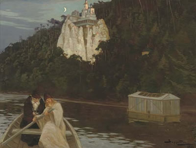 Rowing to the citadel under moonlight