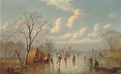 Skaters on a Dutch waterway