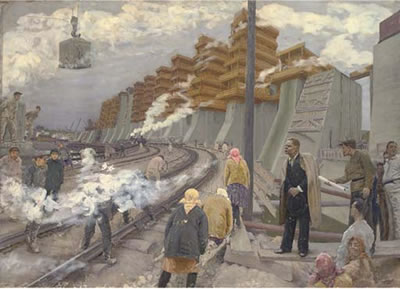 Kirov inspecting the building of the Dreproges dam