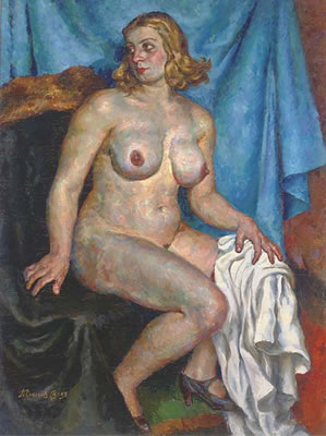 Nude in blue - the artist's wife