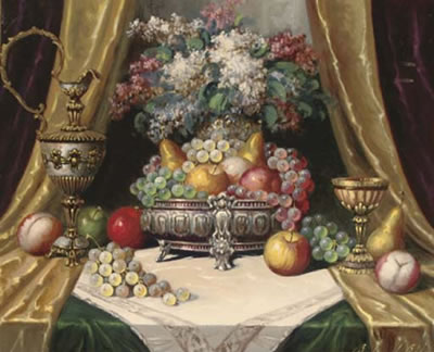 Still life with fruit and flowers