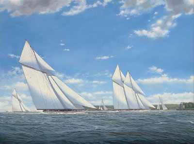 White Heather (II) competing against Westward off Cowes, 1920
