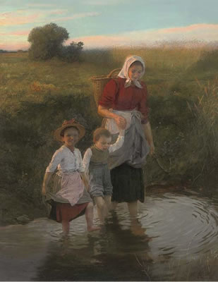 Crossing the stream at the end of the day