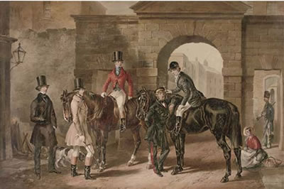 Leaving for the hunt, outside the south gate of Dublin Castle by Michael Angelo Hayes - Auction record, sale price, and art valuation. Compare with similar artists and explore comparable artworks.