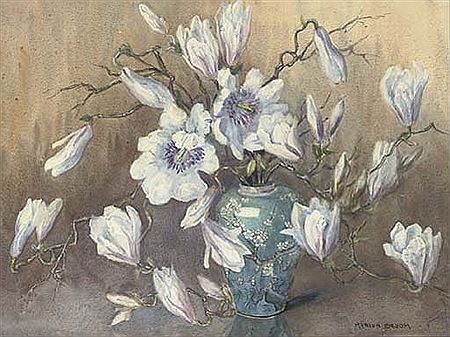 Magnolias in an oriental vase by Marion L Broom - Auction record, sale price, and art valuation. Compare with similar artists and explore comparable artworks.