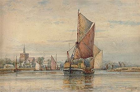 Thames barges leaving Maldon (illustrated); and Dordrecht (2) by Frederick James Aldridge - Auction record, sale price, and art valuation. Compare with similar artists and explore comparable artworks.