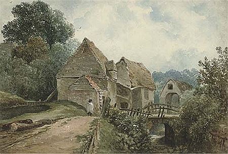 A figure on a path by an old building by Joseph William Allen - Auction record, sale price, and art valuation. Compare with similar artists and explore comparable artworks.