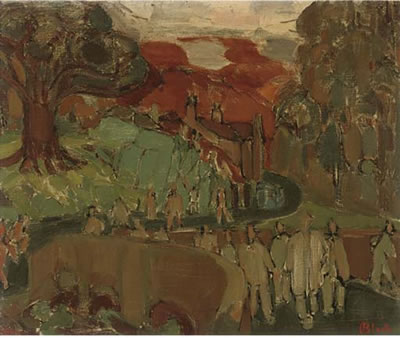 Figures on a road
