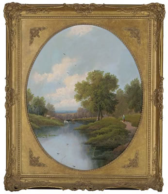 Cattle watering in a river; and A woman walking beside a quiet stretch of river (pair) by Etty Horton - Auction record, sale price, and art valuation. Compare with similar artists and explore comparable artworks.