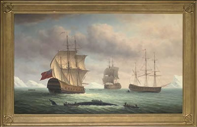 A whaling fleet in polar waters