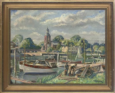 Boats moored on a sunny day, Sunbury on Thames by Karl Hagedorn - Auction record, sale price, and art valuation. Compare with similar artists and explore comparable artworks.