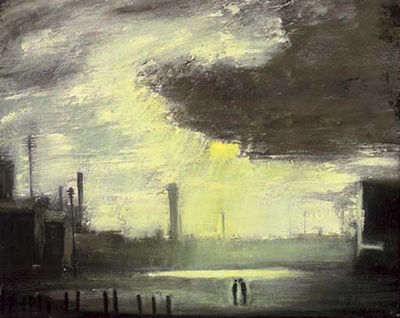 Two Men Talking Under a Dark Cloud