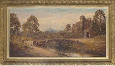 Workers Logging Outside a Castle