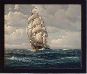 Under full sail by Martin Franz Glusing - Auction record, sale price, and art valuation. Compare with similar artists and explore comparable artworks.