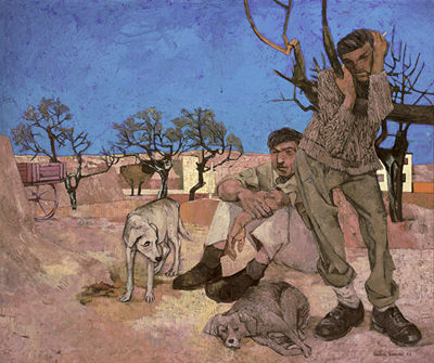 Labourers with Dog