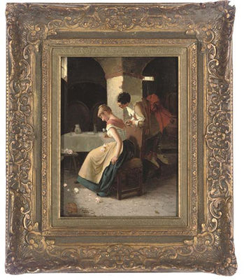 The courting couple by Alois Telarik - Auction record, sale price, and art valuation. Compare with similar artists and explore comparable artworks.