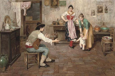 Sample artwork by Cesare Vianello (1862 - c. 1920), known for figure, genre,  cityscape painting (venice) - View similar artists and auction records
