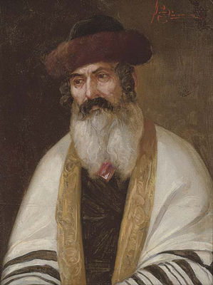 A Rabbi Wearing a Streimel and Tallis
