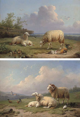 A Ram, Sheep and Poultry in a Landscape; and Sheep, Ducks and Poultry in a Landscape by Cornelis van Leemputten - Auction record, sale price, and art valuation. Compare with similar artists and explore comparable artworks.