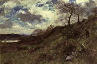Children playing on a hillside