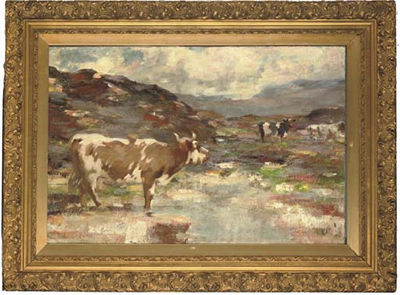 Cattle in a Highland Landscape by Andrew A Douglas - Auction record, sale price, and art valuation. Compare with similar artists and explore comparable artworks.