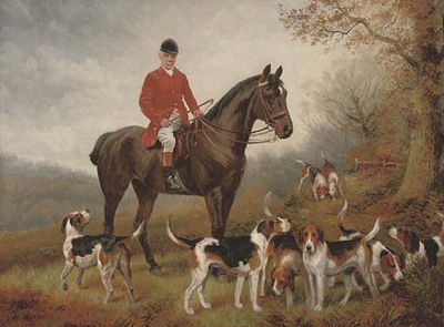 A gentleman with his hunter and hounds by Wilson Hepple - Auction record, sale price, and art valuation. Compare with similar artists and explore comparable artworks.