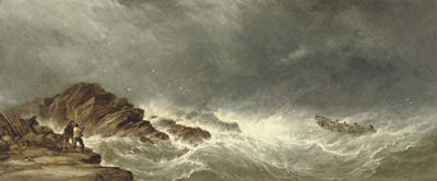 A Lifeboat Heading Out to a Ship in Distress