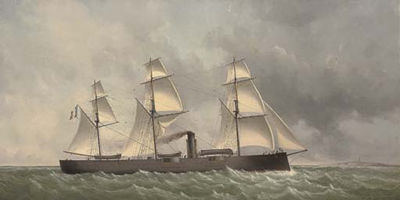 A French Ironclad Turret Ship Under Sail and Steam off the Coast