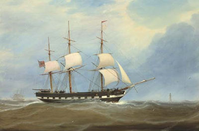 The Eliza Stewart Under Reduced Sail in the Channel off the Eddystone Lighthouse