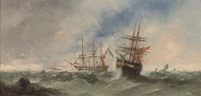 Frigates Riding Out the Gale (Illustrated); and French Fishing Boats in Coastal Waters