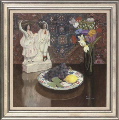 Still life with Staffordshire figures
