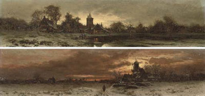 Skaters at dusk; and The road home (2)