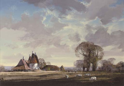 Sample artwork by Rowland Hilder (1905 - 1993), known for modernist-leaning landscape, etcher, illustrator - View similar artists and auction records
