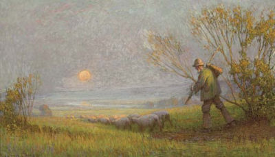Sample artwork by Baxter Morgan (act. 1905-1932), known for rural landscape, animal, genre painting - View similar artists and auction records