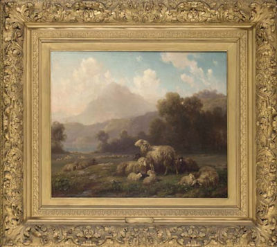 Sample artwork by Louis (Ludwig) Reinhardt (1849 - 1870), known for cattle in landscape and still life painting - View similar artists and auction records