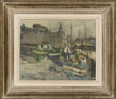 Boats moored in the port