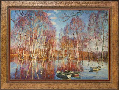 Boats on a lake, autumn