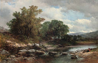 Figures Resting on a River Bank, Possibly on the Llugwy